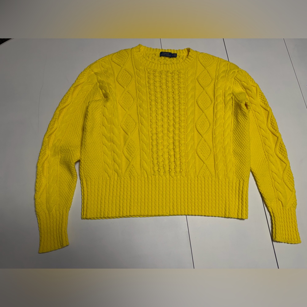 Polo Ralph Lauren yellow cotton cable knit sweater